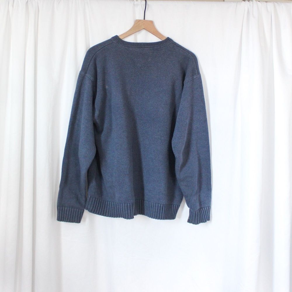 Vintage Tommy Hilfiger Heavy Knit Blue Long Sleeve Crewneck Sweater XL - Picture 3 of 6